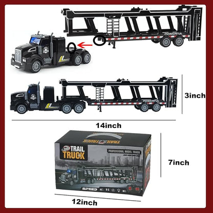 Remote Control Car Transporter Truck Includes 6 Cars 14 1:48 Car Transporter Semi Truck Toy Equipped with 2 Rechargeable Batteries Gifts Ideas for Boys Age 3-8 Year Old