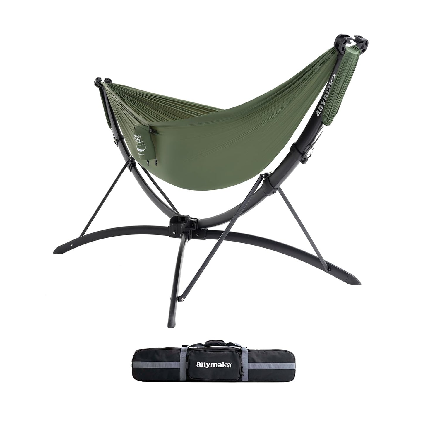 anymaka Set Up in 3 Seconds Adjustable Portable Aluminum Alloy Hammock Stand for Outside with Chair Mode & Lounge Mode up to 105'' (Hammock Set Forest Green-1)