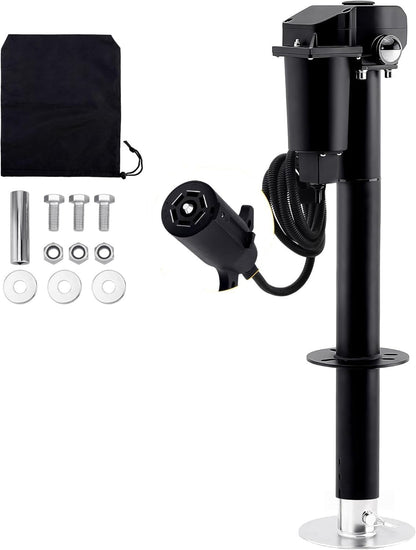 Pafessa 12V Electric A-Frame Trailer Tongue Jack with 7 Way Plug, 3500lb Lift Capacity 18” Travel Add 4.5” with the Drop Foot, Protective Cover Included