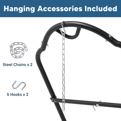SUNCREAT Universal Steel Hammock Stand Only, Heavy Duty Hammock Stand, Fits 2 Person Hammock 9 to 14 Feet Long, 475-Pound Capacity, Patent Pending, Black