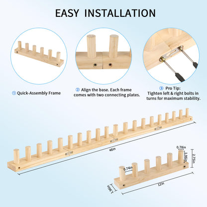 Craftspire 48" Large Chunky Knitting Loom Kit for Beginners - Adjustable Wood Frame for No-Needle DIY Blankets, Scarves & Throws | Relaxing Craft Gift for Stress Relief & Home Decor