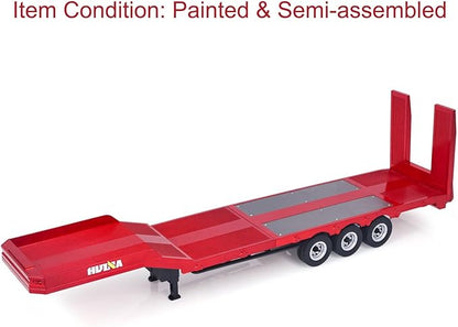 US in Stock Plastic Semi Trailer Flatbed 1502 for 1/18 Remote Control Tractor Truck Huina 1501 Electronic Support Legs Tail Board Hobby Grade Model for Birthday Gift(Red)