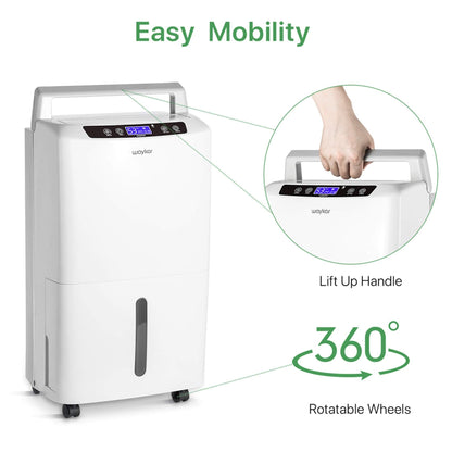 Waykar 34 Pints Energy Star Dehumidifier for Spaces up to 2,000 Sq. Ft at Home, in Basements and Large Rooms with Drain Hose and 0.66 Gallons Water Tank