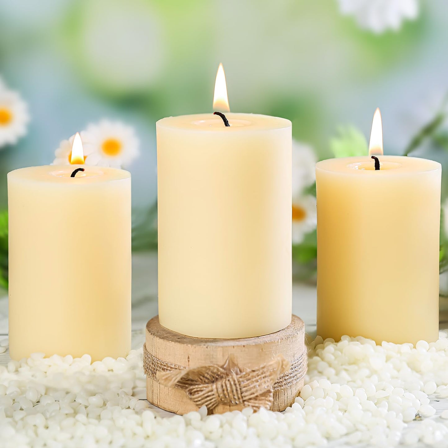 3 Pack Beeswax Pillar Candles,Ivory White Beeswax Candles-105 Hours Long Burning,Unscented Bees Wax Candles for Home,Prayer,Emergency,Dripless Smokeless Organic Pillar Candles 2x3in