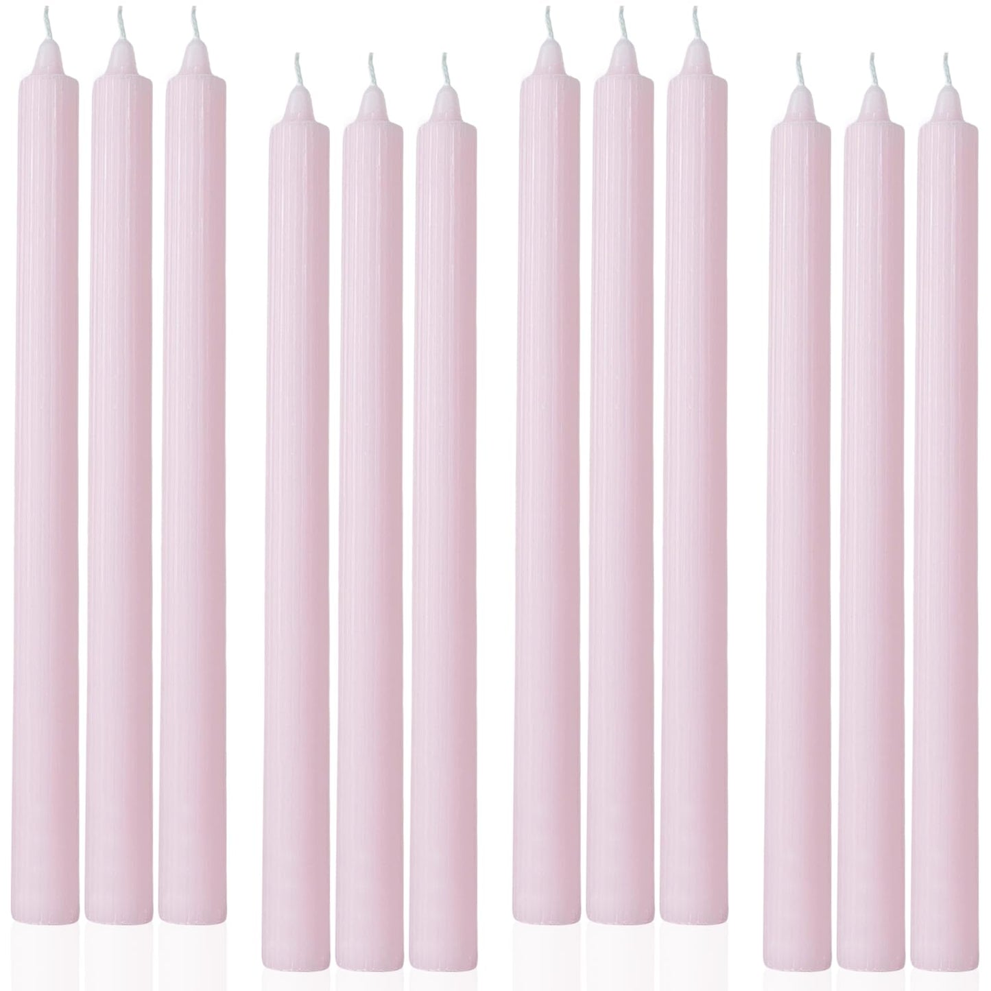 LPUSA Pink Taper Candles 10.5 inch Pastel Candle Sticks Unscented Driples Tapered Candle Ideal as Dinner Candles Smokeless Long Burning,Set of 12