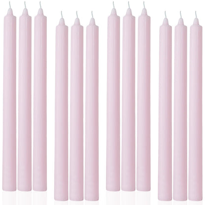 LPUSA Pink Taper Candles 10.5 inch Pastel Candle Sticks Unscented Driples Tapered Candle Ideal as Dinner Candles Smokeless Long Burning,Set of 12