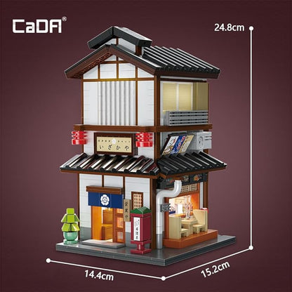 CaDA Master C66019W Japanese Style Yakitori Izakaya House Building SetCity Street Brick Kit with Lights 1195PCS Modular House Idea Collect Gift for Adults