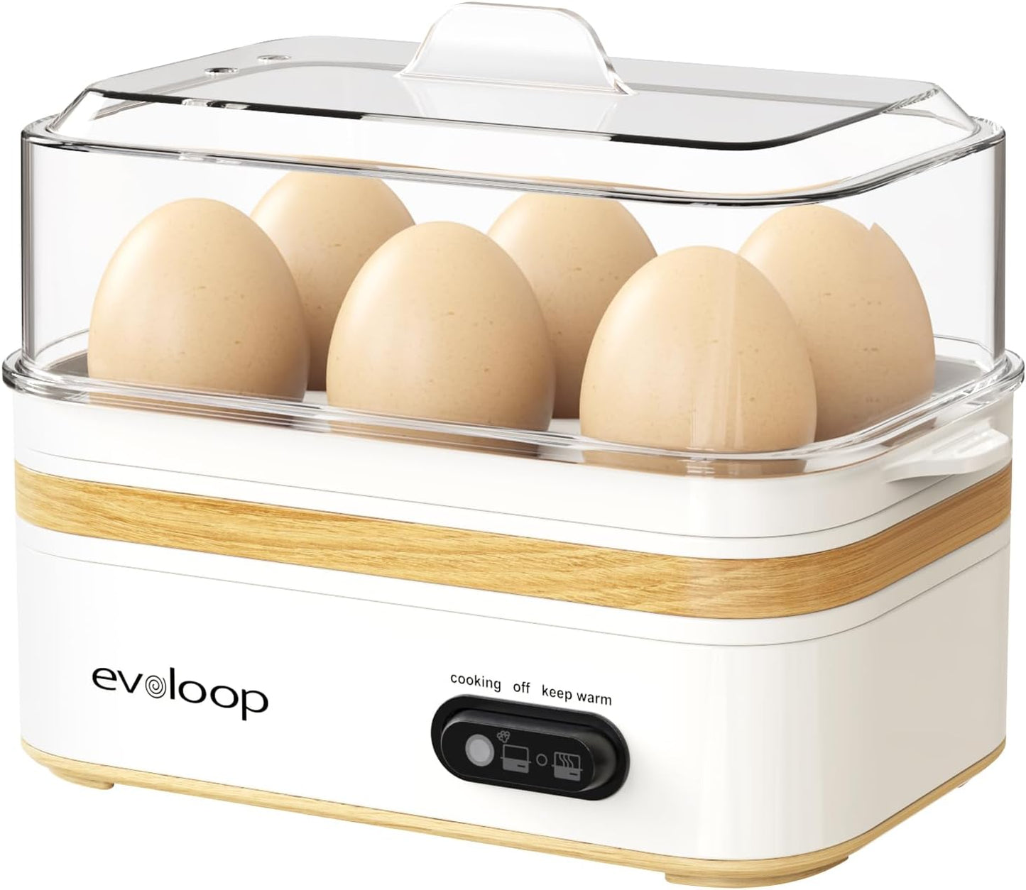 Rapid Egg Cooker - Electric 6-Egg Capacity for Soft, Medium, Hard Boiled & Omelets | Auto Shut-Off, BPA-Free - White