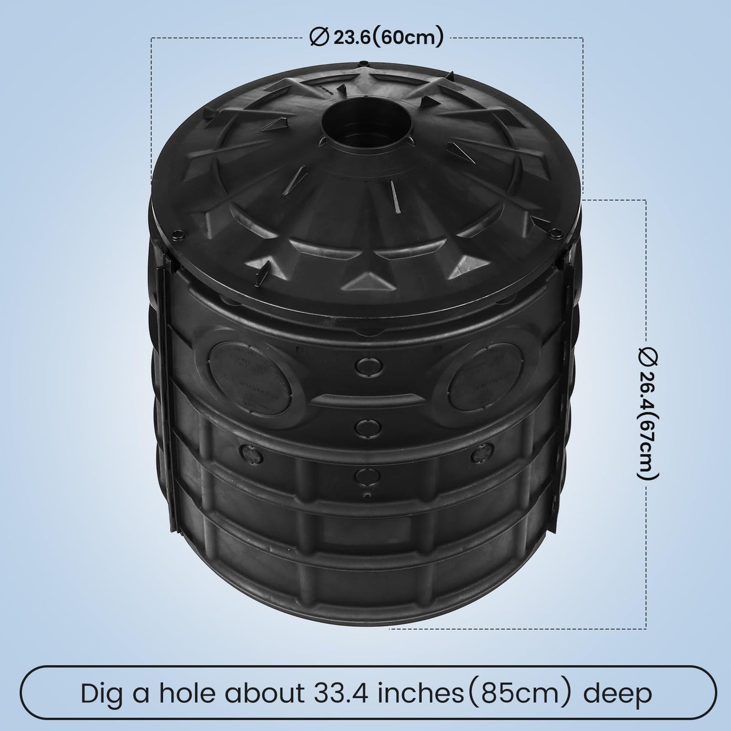 EJWOX 50 Gallon Stormwater Dry Well, Heavy Duty Catch Basin with Reinforced Fiberglass HDPE, Ribbed Structure, No-Tool Assembly, Underground Drainage System for Yard & Driveway