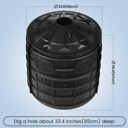 EJWOX 50 Gallon Stormwater Dry Well, Heavy Duty Catch Basin with Reinforced Fiberglass HDPE, Ribbed Structure, No-Tool Assembly, Underground Drainage System for Yard & Driveway