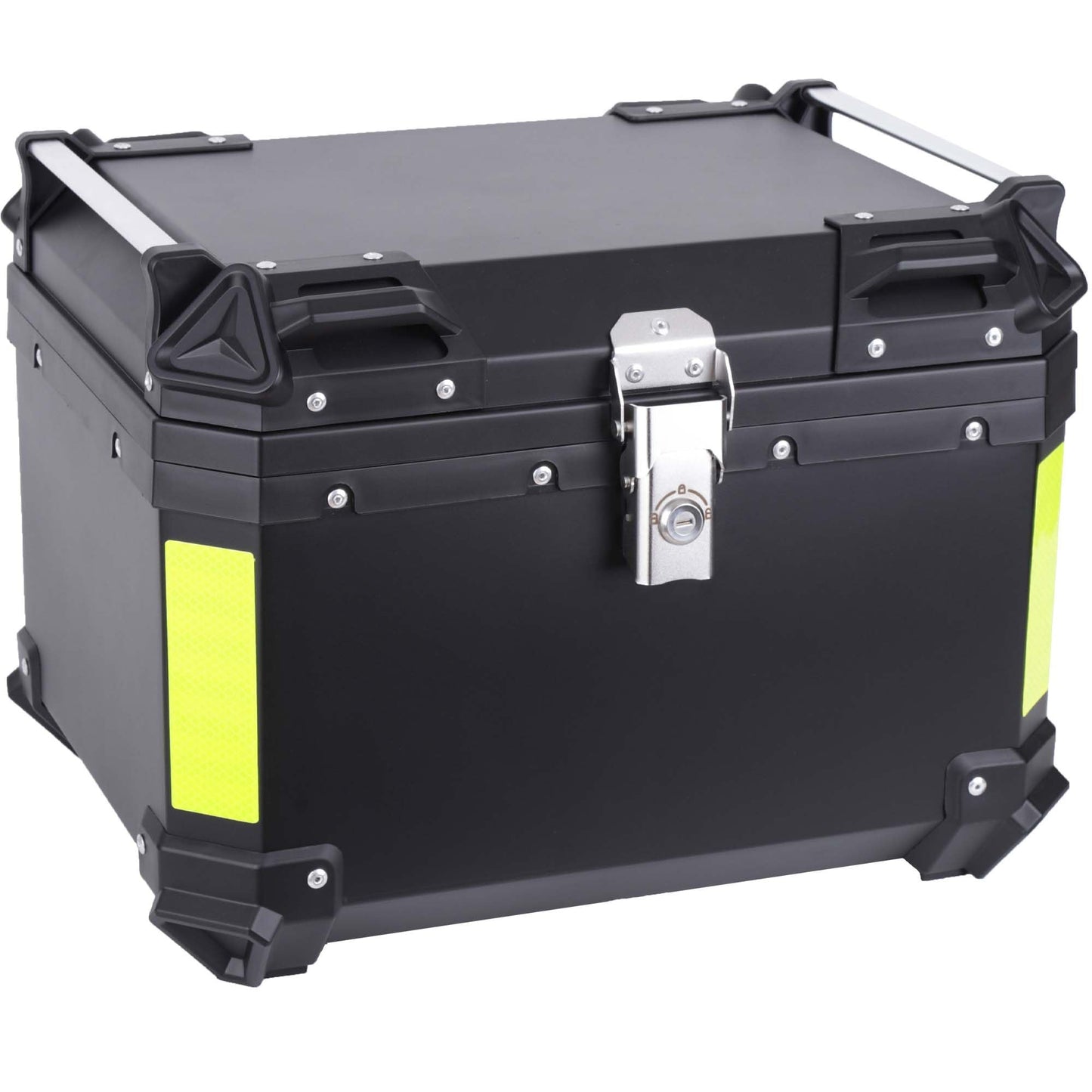 Kosoley Motorcycle Top Case 57L Trunk Tail Box Bag Aluminum alloy handle with Leather Lining Anti-Theft with Lock & Back Cushion Waterproof Dustproof Easy Installation with Universal Bracket Black