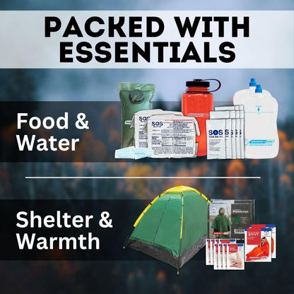 Emergency Zone Stealth Tactical 2-Person, 72-Hour Emergency Survival Kit, Wilderness Survival Gear, Waterproof & First Aid, Food & Water, Ready for Earthquake, Wildfires, Disaster Preparedness