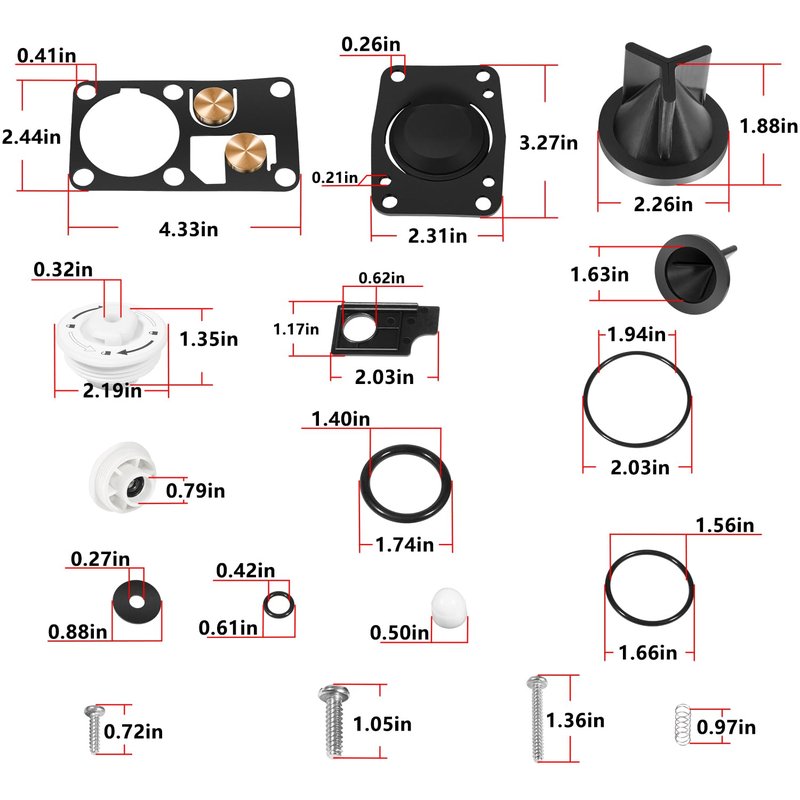 YOOWEE 29045-3000 Replacement for Jabsco Marine Manual Toilet Service Kit, Fit for 29090-3000 Compact & 29120-3000 Household Series Toilet (2008 and Up), 29045-3000 Twist N Lock Service Kits