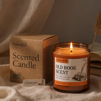 Aohoofull Scented Candles Gifts for Book Lovers, Soy Wax Candles,Fall Candle Inspired Gift Ideas for Readers,Women, Bookworm, Librarian, Men, Friend, 8 oz
