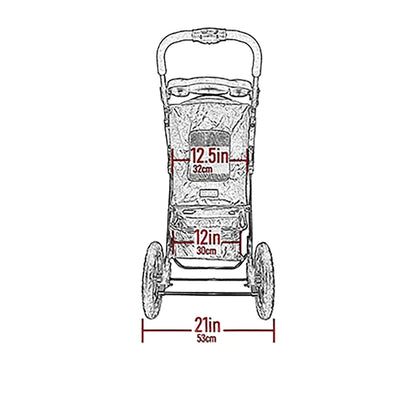 Pet Gear No-Zip AT3 Pet Stroller for Cats/Dogs, Zipperless Entry, Easy One-Hand Fold, Jogging Tires, Removable Liner, Cup Holder + Storage Basket, 1 Model, 2 Colors