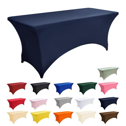 ZarzaaSik 2-Pack 8ft Spandex Table Covers for Rectangle Folding Tables - Washable Elastic Tablecloth - Ultimate Fitted Table Protector for Birthday Parties, Trade Shows, Banquet
