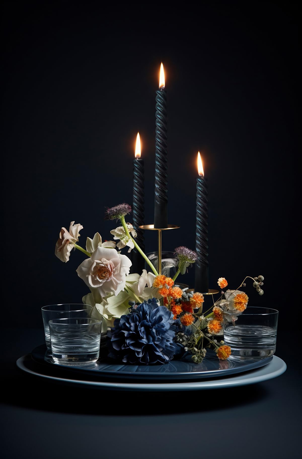 6 Pack 10 Inch Black Spiral Taper Candles for Halloween Wiccan and Pagan Rituals, Unscented Dripless Twisted Candlesticks for Dinner Party Gothic Decoration and Memoria Services