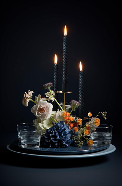 6 Pack 10 Inch Black Spiral Taper Candles for Halloween Wiccan and Pagan Rituals, Unscented Dripless Twisted Candlesticks for Dinner Party Gothic Decoration and Memoria Services