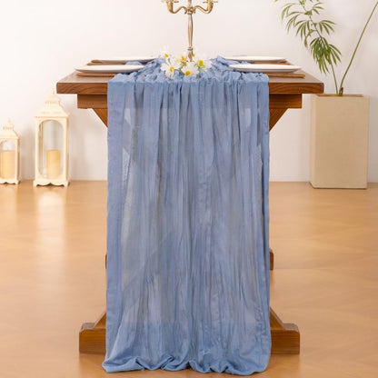 Socomi 15pcs Dusty Blue Valentine's Day Cheesecloth Table Runner Boho Rustic Gauze 120 inch 10FT Cheese Cloth Runner for Wedding Party Baby Shower Birthday Home Decor Holiday Decorations