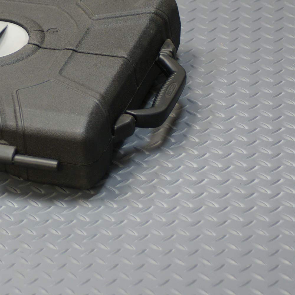 Rubber-Cal Diamond-Plate Thermoplastic Flooring - 3.5mm x 36" x 8ft - Black