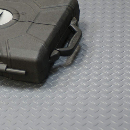 Rubber-Cal Diamond-Plate Thermoplastic Flooring - 3.5mm x 36" x 8ft - Black