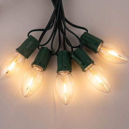 Minetom C9 LED Christmas Light Bulbs, 50 Pack, Shatterproof, Warm White, E17 Base