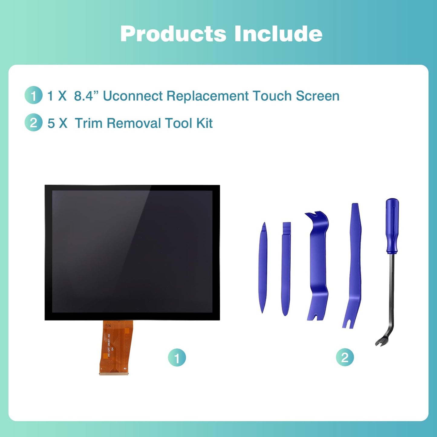 2026 New 8.4" UConnect 4C UAQ Screen Radio Navigation, Chip Upgrade Gel-Free, Replacement Compatible Fit for Dodge RAM Jeep Chrysler 2017-2021 Replace OEM # LA084X01(SL)(02) with Mounting Tool