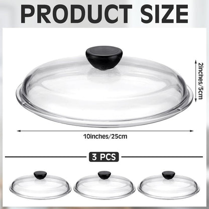 LemonRoad 3 Pack 10" Glass Microwave Splatter Cover for Food, Glass Cookware & Bakeware Cover Microwave Food Splatter Lid with Grip Handle, Dishwasher Safe