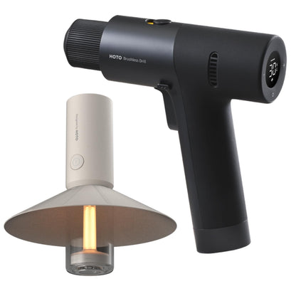 HOTO Cordless Brushless Drill Bundle With HOTO Outdoor Camping Flashlight Rechargeable, 3-in1 Camping Lantern