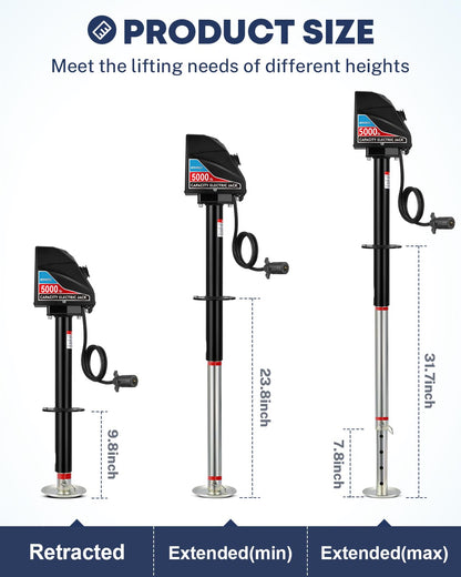 Kohree Electric Trailer Jack 5000 lbs with 7-Way Connector, Heavy Duty RV Electric Tongue Jack for Travel Trailer A-Frame Camper, with Manual Crank Handle & Weatherproof Jack Cover, 22" Lift, 12V DC