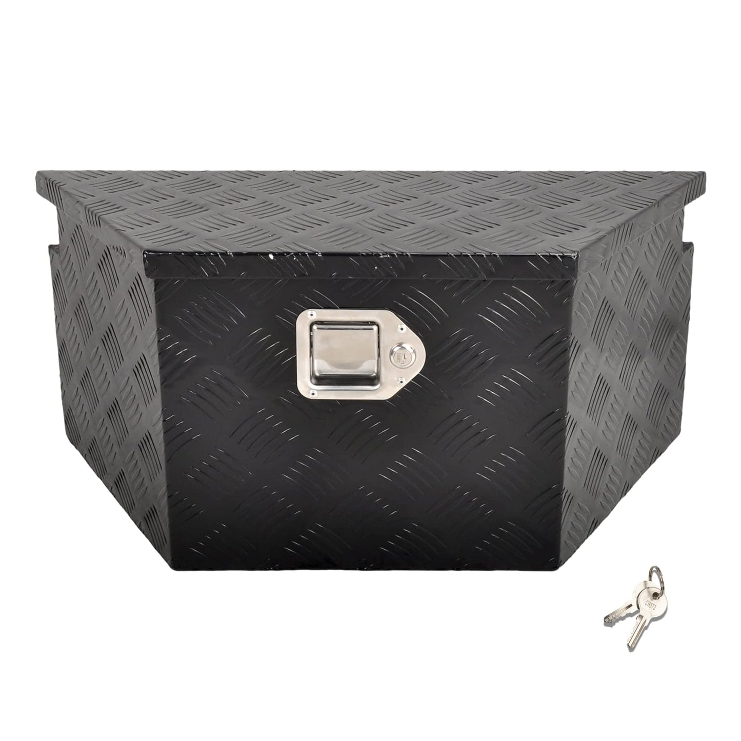 TBAPFS 26 Inch Aluminum Trailer Tongue Tool Box 5 Bar Tread Wide Utility ToolBox for Pick Up Truck RV Storage Organizer Tool Box with Lock and Keys - 26"X13.3"X12" Black