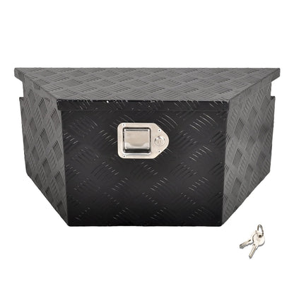 TBAPFS 26 Inch Aluminum Trailer Tongue Tool Box 5 Bar Tread Wide Utility ToolBox for Pick Up Truck RV Storage Organizer Tool Box with Lock and Keys - 26"X13.3"X12" Black