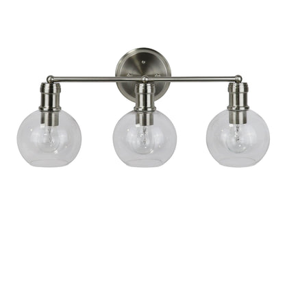 Chloe Lighting OXA 3 Light Vanity Bath Light 22in Wide Brushed Nickel Glass CH6S001BN22-BL3