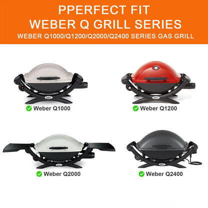 Grill Stand for Weber Q Grill Cart, BBQ Portable Grill Table for Weber Q1200 Q1000 Q2000 Q1400, Heavy-duty Trolley Collapsible Dining Table for Outdoor Camping BBQ Cooking Tailgating, Black, 2 Wheels