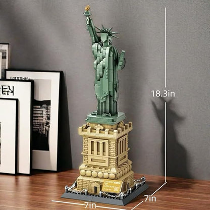 Mantfuty Statue of Liberty Building Blocks Set Famous World Architecture Model New York Landmark Bricks Toy Gifts for Adults(1409 Pieces)