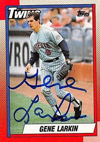 Sports Memorabilia Autograph Warehouse 245609 Gene Larkin Autographed Baseball Card - Minnesota Twins 1990 Topps - No. 556