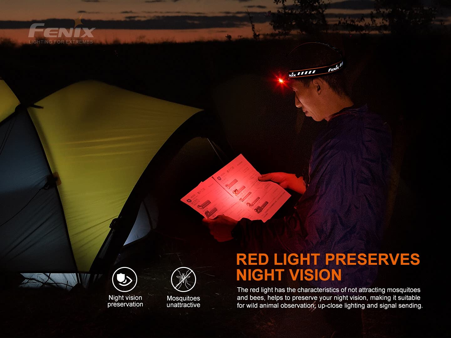 Fenix HM70R Headlamp, 1600 Lumen USB-C Rechargeable with White, High CRI and Red Beams and Lumentac Organizer