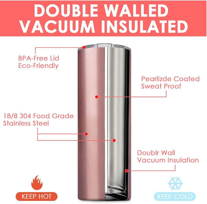 Deitybless Tumbler with Straw and Lid, Insulated Coffee Travel Mug Tumbler 20 oz Stainless Steel Double Wall Reusable for Iced Drink, Women and Men Gift, Home Office, Outdoor