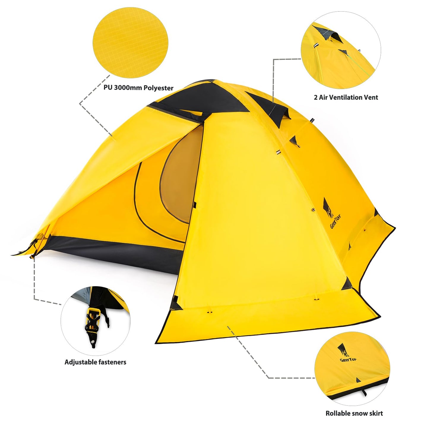 GEERTOP 2 Person Camping Tent Lightweight 4 Season Waterproof Double Layer All Weather Outdoor Survival Gear for Backpacking Hiking Travel - Easy Set Up