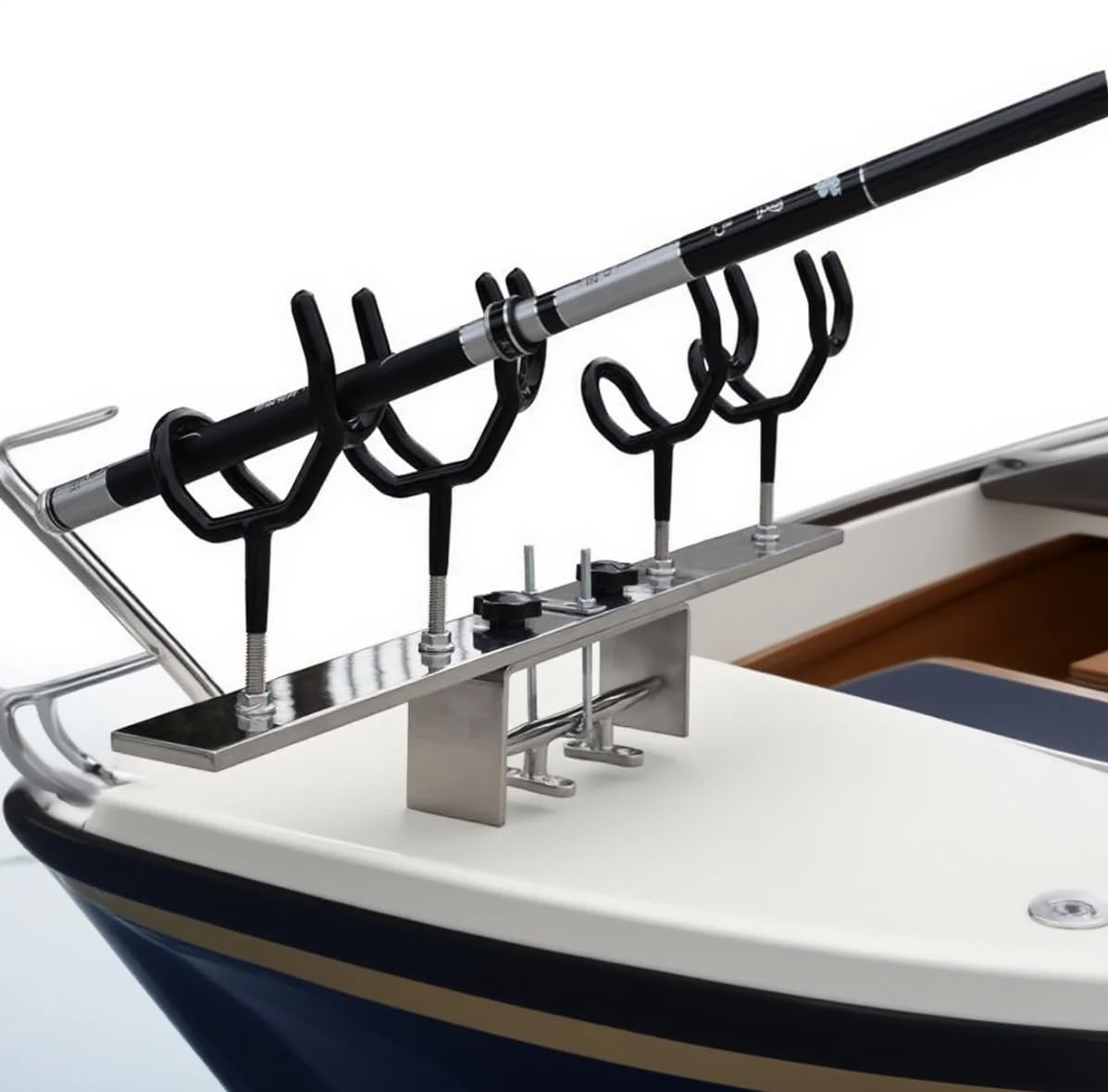 Tebaisea 4-Head Rod Holders, Adjustable Rod Holders for Boats, Yachts, Which can be Fixed to The Deck Cleat (Cleat Not Included) by Means of U-Bolts.