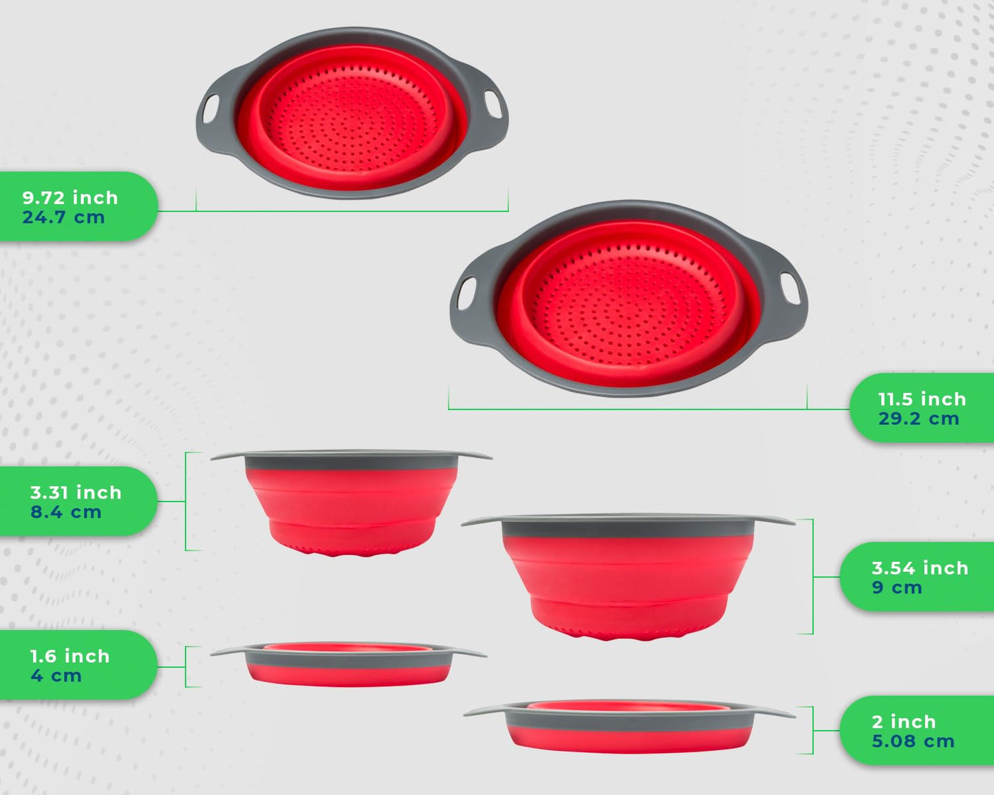 Ultimate Kitchen Strainers Set of 2 - Collapsible Silicone Colanders For Easy Storage by Comfify - Use with Pasta & Veggies or as a Fruit or Berry Bowl with Strainer - Irreplaceable for Campers - Blue