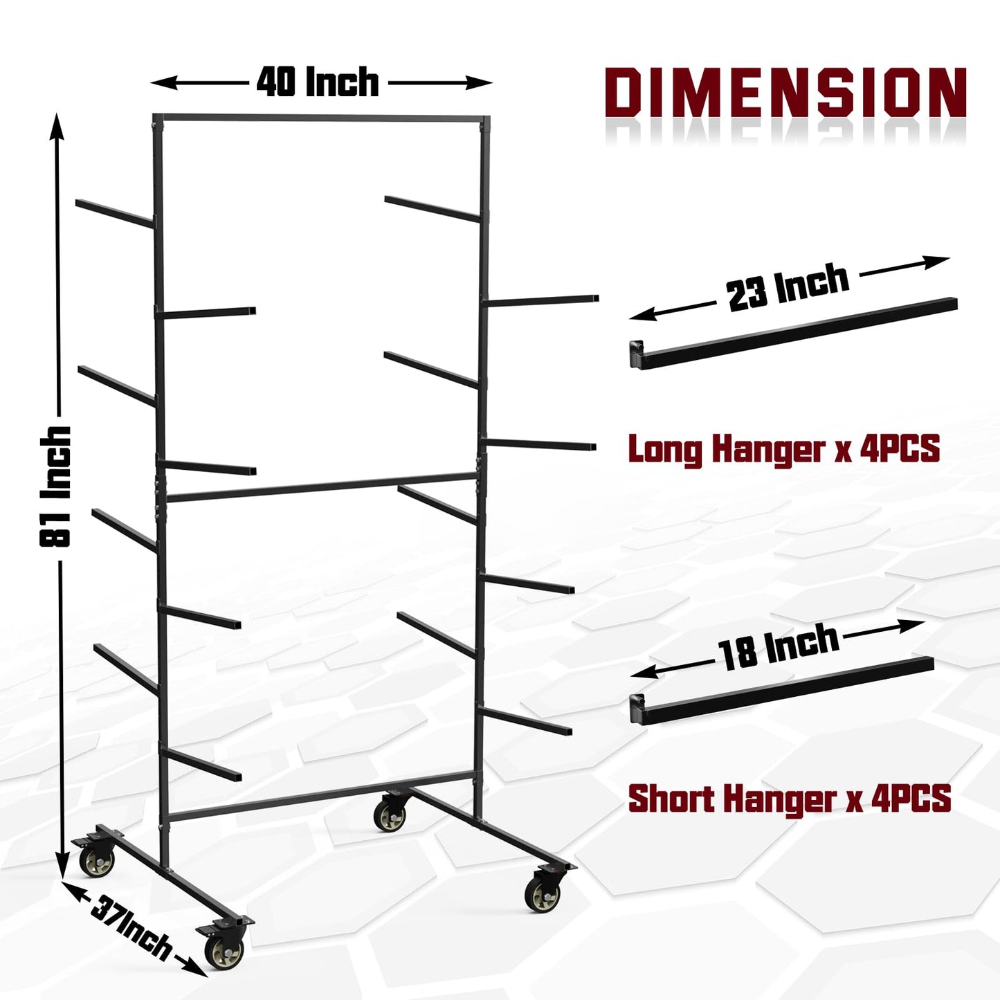 FAUENPEEY Double Sided Bumper Storage Rack With Adjustable Design Maximize Space Utilization 4 Inch Swivel Caster Allow Floor Mobile Smooth Maneuverability