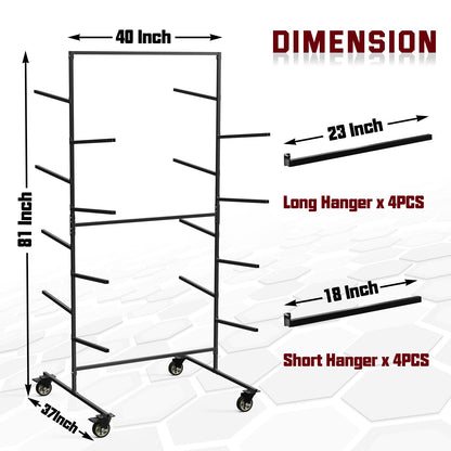 FAUENPEEY Double Sided Bumper Storage Rack With Adjustable Design Maximize Space Utilization 4 Inch Swivel Caster Allow Floor Mobile Smooth Maneuverability