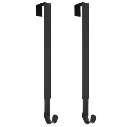 Haute Decor 2-Pack Adapt Adjustable Length Over The Door Wreath Hanger Hook - 2PACK - Strong, Holds up to 20 lbs. (Matte Black)