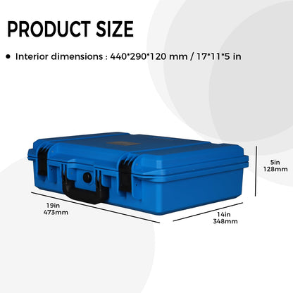 EPDEDICATED IP67 Waterproof Shockproof Hard Case, Orange Rugged Hard Shell with Custom Foam Insert, Lockable Heavy-Duty Equipment Case for Camera Drone Tools Camping Gear, 18.0×13.39×5.12 In (Blue)