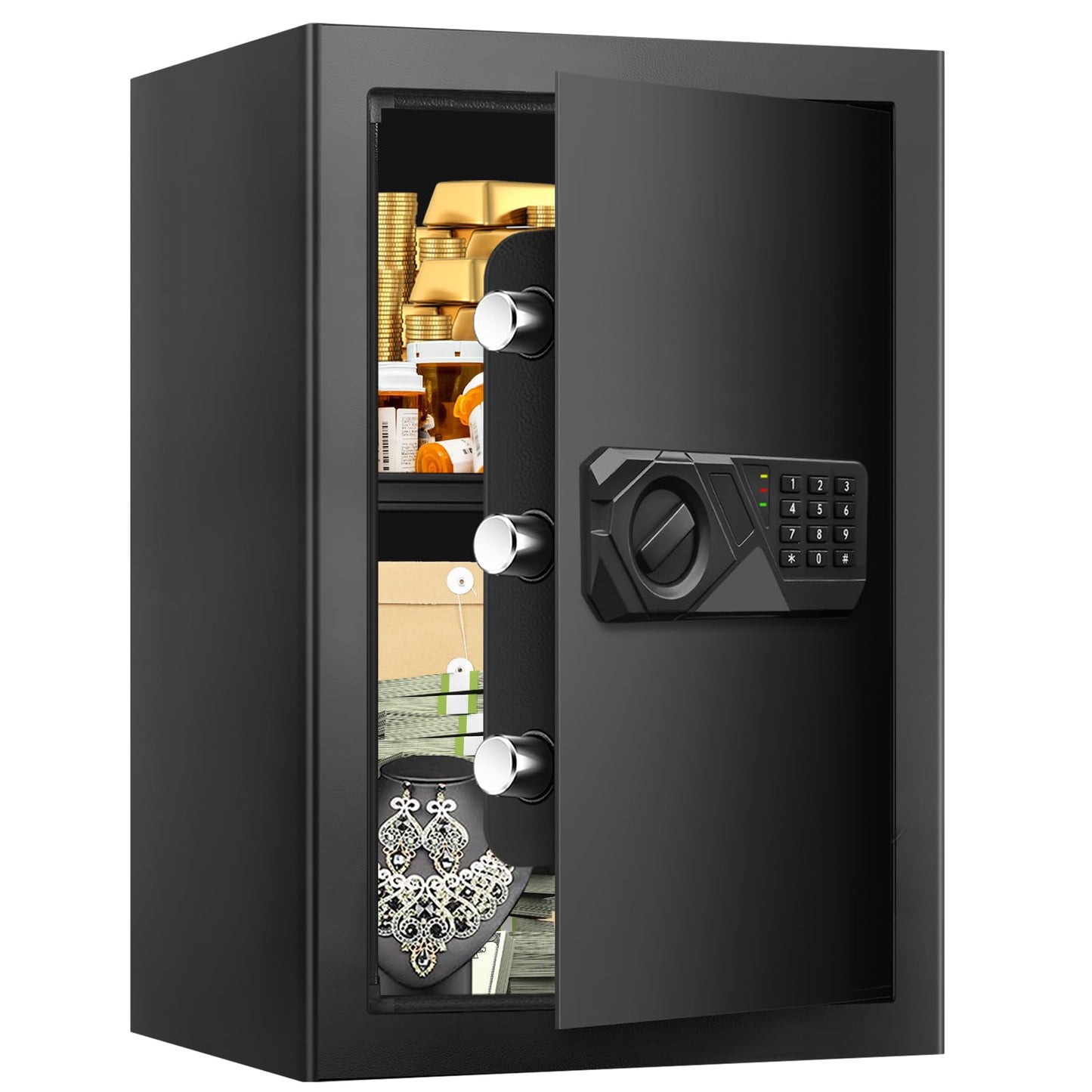 3.4 Cubic Feet Large Safes for Home Use Fire and Water proof, Digital Security Safe with Key and Combination, Home Safes Water and Fireproof for Firearm Medicine Money Valuables