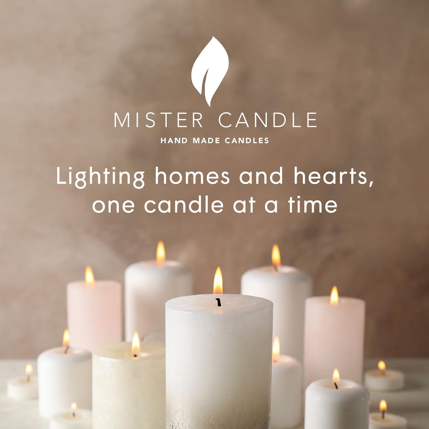 Mister Candle Non Scented Luxury 4 x 8 Pillar Candle, Hand Poured Ivory Unscented Candle for Home Decor, Premium Wax, Smokeless & Dripless, 160 Hour Burn Time