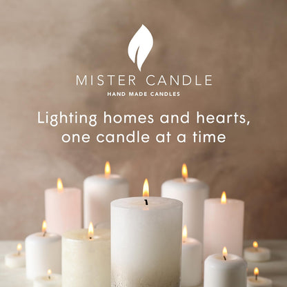 Mister Candle Non Scented Luxury 4 x 8 Pillar Candle, Hand Poured Ivory Unscented Candle for Home Decor, Premium Wax, Smokeless & Dripless, 160 Hour Burn Time
