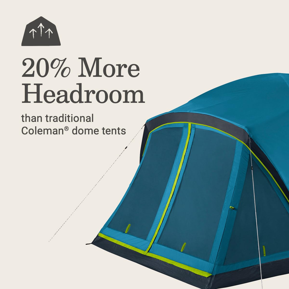 Coleman Skydome Dark Room Tent with Screen Room & 5-Minute Setup, Weatherproof 4/6 Person Tent Blocks 90% of Sunlight, Rainfly & Carry Bag Included, Made of PFAS-Free Materials