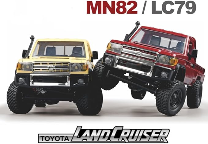 RC Truck 1/12 RC Rock Crawler 4x4 Toyota Land Cruiser Remote Control Pickup Off Road RTR 2.4GHz All Terrain with 280 Brushed Motor Proportional Throttle Steering for Adult MN-82